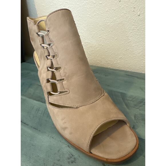 Paul Green Size 9 Sabrina Sandal Sisal Nubuk 3 1/2" Stacked Heel - Picture 3 of 15